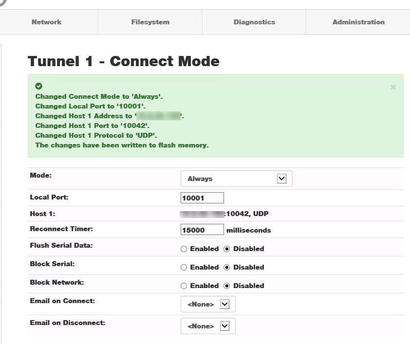 Tunnel 1 Connect Mode submit